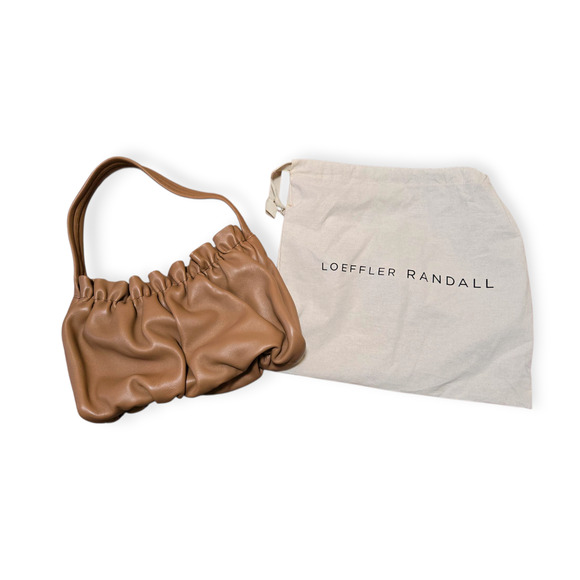 Loeffler Randall Alicia Gathered‎ Leather Shoulder Bag Brown Tan - Picture 2 of 7